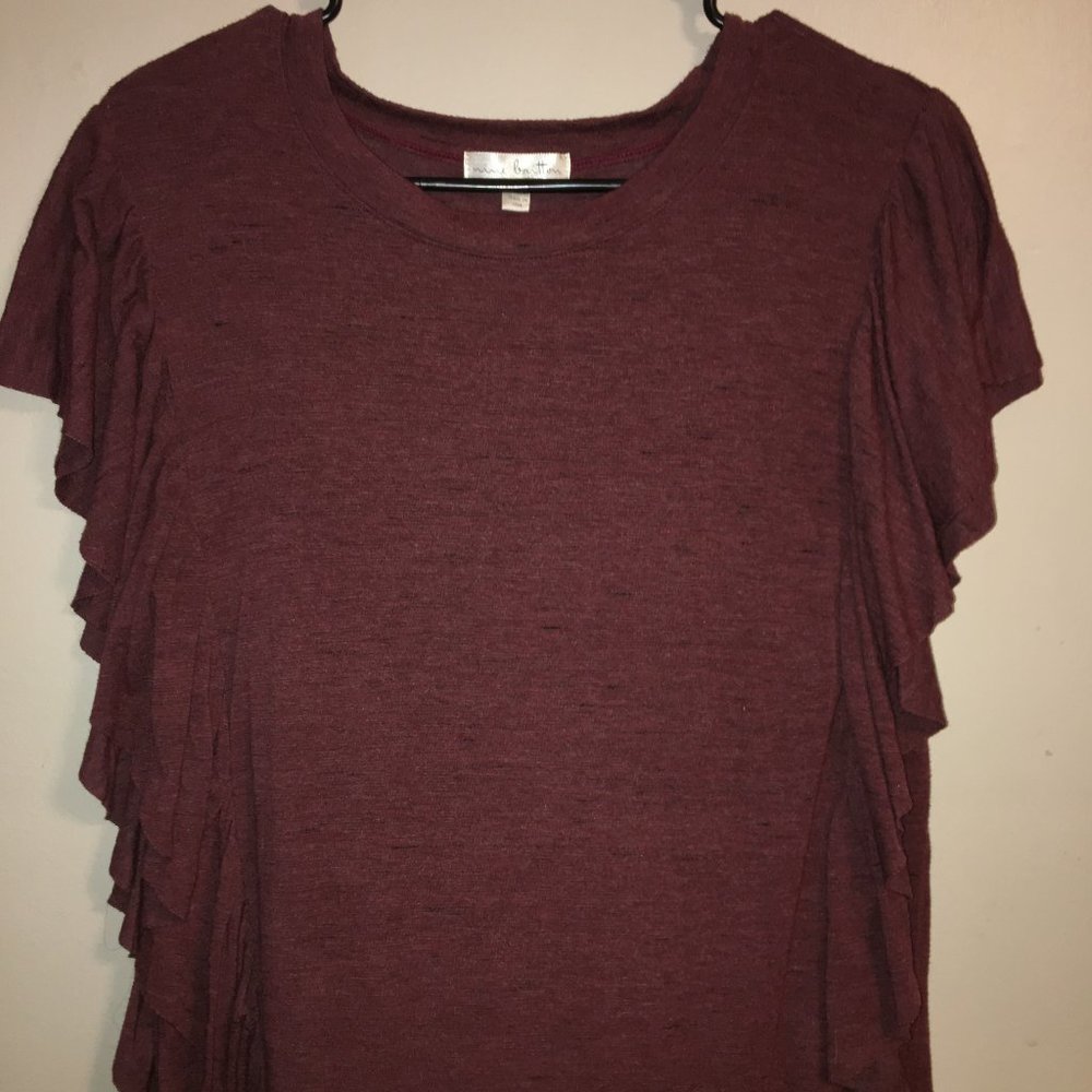 Womens Top, Size Medium, Frills on Side of Shirt